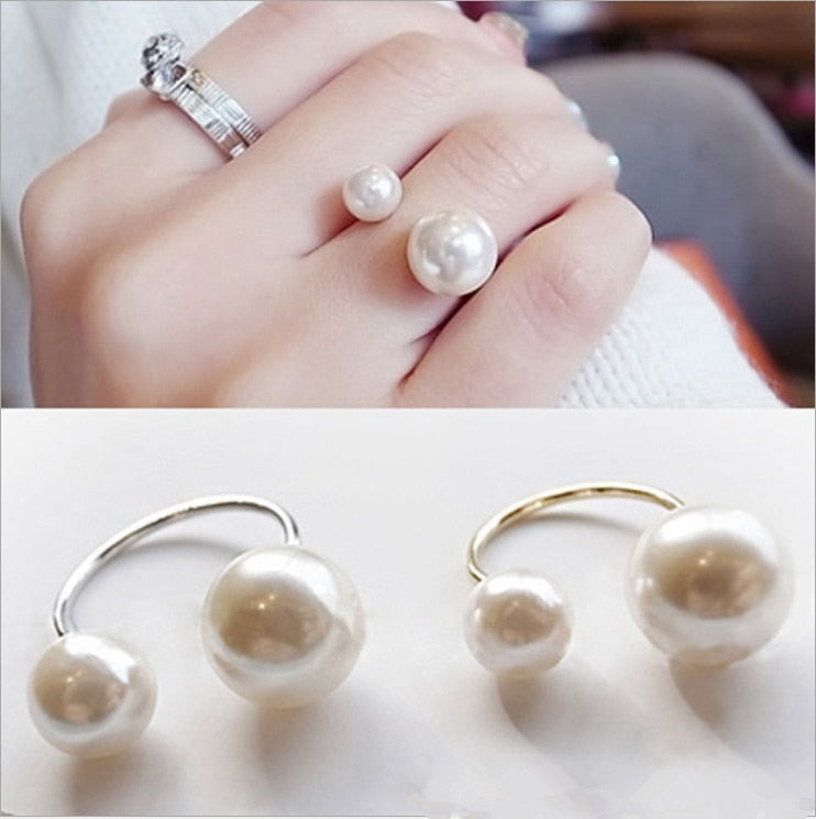 2019 New Arrivals Hot Fashion women's Ring Street Shoot Accessories Imitation Pearl Size Adjustable Ring Opening Women Jewelry