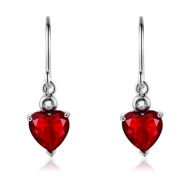 Double-R 925 Sterling Silver Emerald Earrings with Gemstone Diamond Drop heart Earrings Blue Topaz Red Ruby for Elegant Women