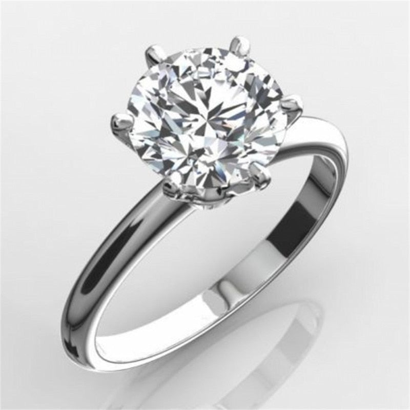 Classic Luxury Real Solid 925 Sterling Silver Ring 2Ct Round-cut SONA Diamond Wedding Jewelry Rings Engagement For Women SZ 4-10