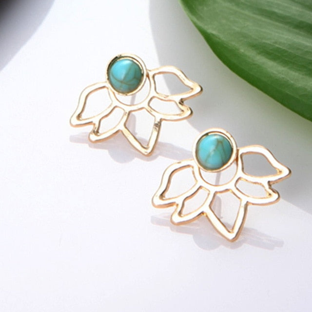 Crystal Flower drop Earrings For Women fashion Jewelry Double Sided Gold Silver earrings gift for party best friend A55