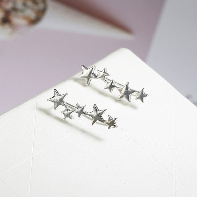 Moon Star Ear Climber Tiny Star Moon Stud Earrings For Women Everyday Teen Mothersday Celestial Birthday Gift Jewelry Earrring