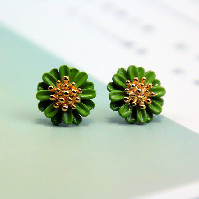 Korean Style Cute Flower Stud Earrings For Women 2018 New Fashion Sweet Earrings Femme Brinco Wholesale Jewelry