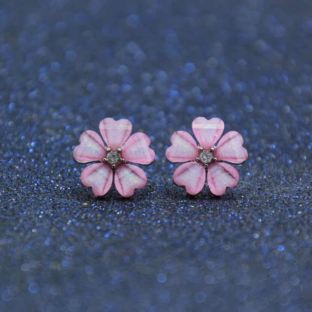 Korean Style Cute Flower Stud Earrings For Women 2018 New Fashion Sweet Earrings Femme Brinco Wholesale Jewelry