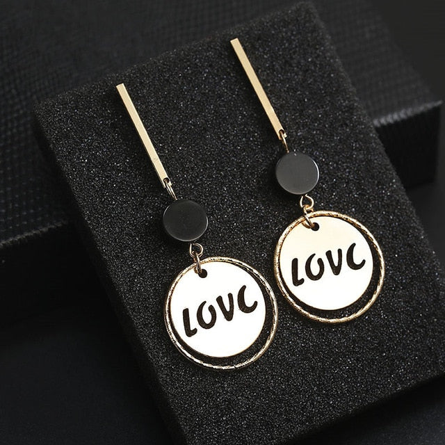 Korean Fashion Long Slope Geometric asymmetry Rhinestone circle earrings new Acrylic earring for women Gift Party Wedding