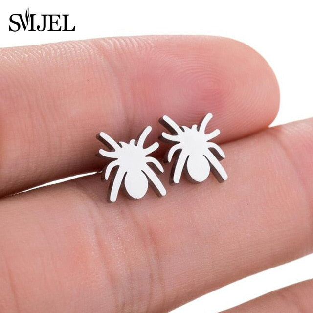 SMJEL Stainless Steel Mickey Stud Earrings for Women Girls Minimalist Fox Cat Hedgehog Earings Jewelry Animal Accessories Gifts